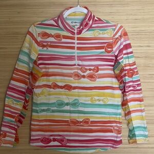 IBKUL KATE sun protection long sleeve 1/4 zip top sz M multicolor mesh cool bow